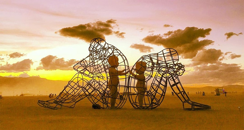 Burning Man Sculpture "Love" - Inner Child Trapped in Us, by Alexandr Milov (Day, Sunrise)